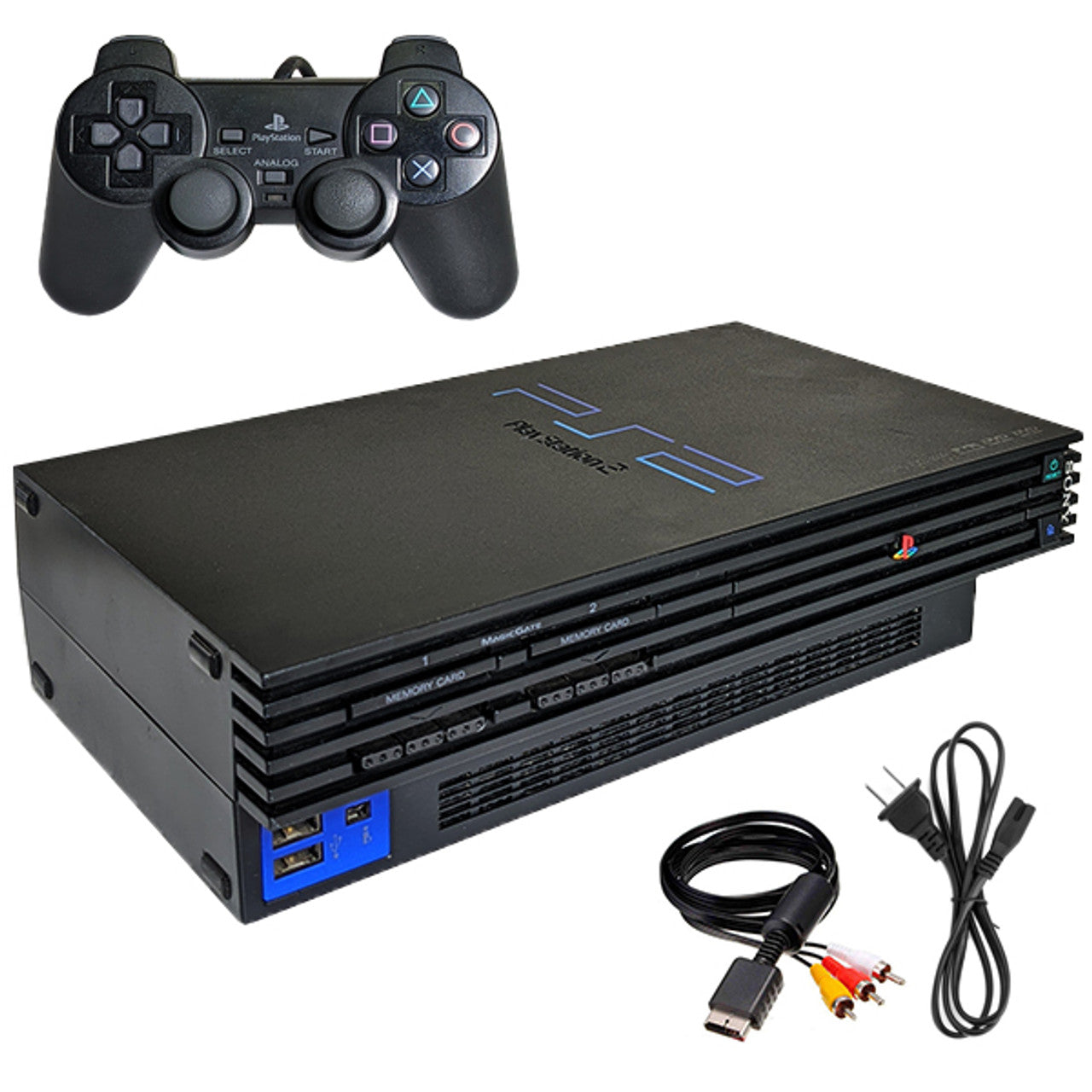 PlayStation 2  Fat  Black Console With OEM Controller and Memory Card.