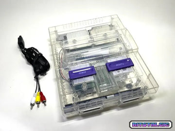 Super Nintendo With Crystal Shell and Edge Enhancer Mod .